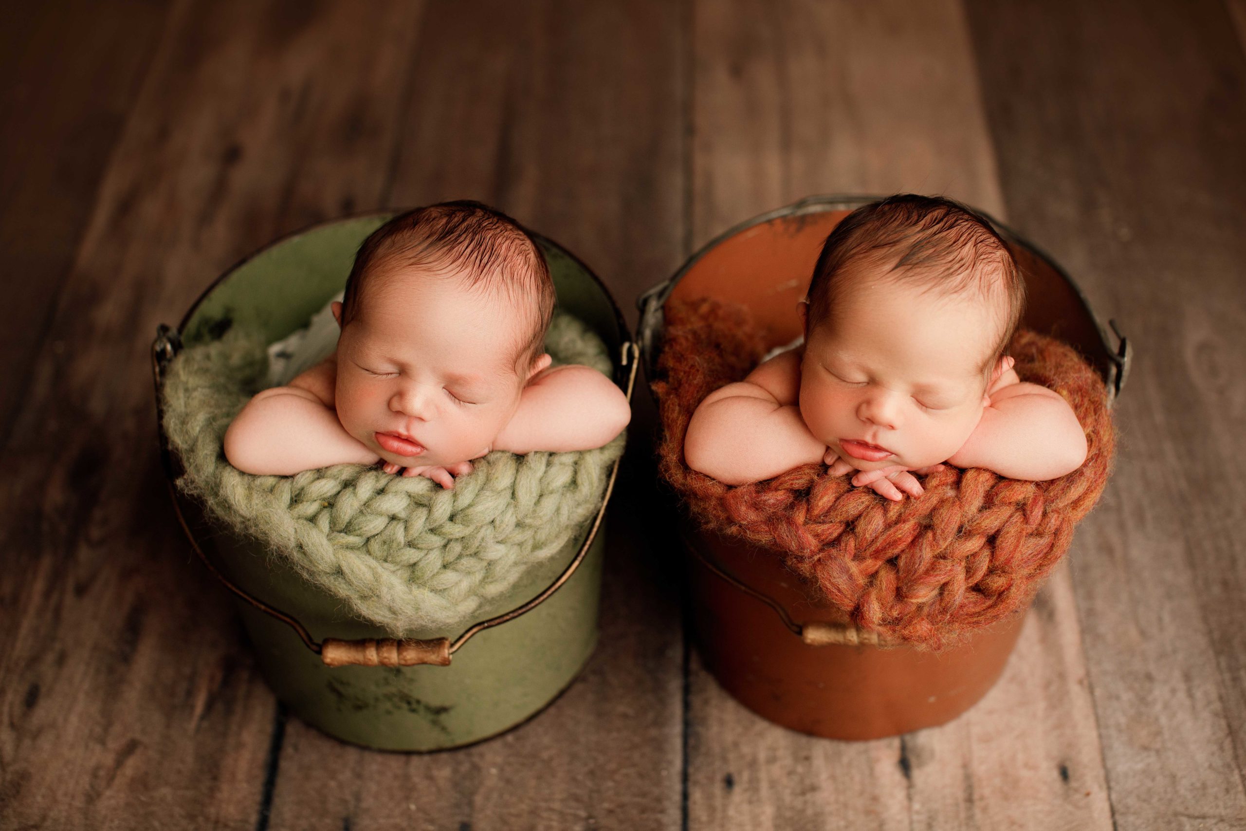 Twin Babies in baskets 